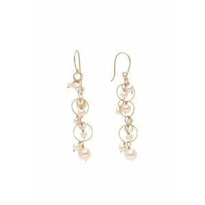 Cercei Pearls Circus - lungi - cu perle de cultura albe si fir din aur filat de 14k/20 imagine
