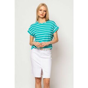 Tricou din amestec de bumbac si modal in dungi Millie imagine