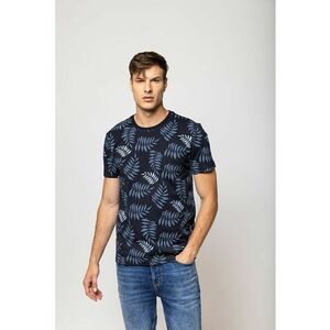 Tricou cu decolteu la baza gatului si imprimeu vegetal imagine