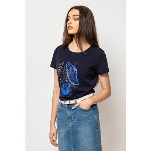 Tricou cu decolteu rotund si imprimeu grafic imagine