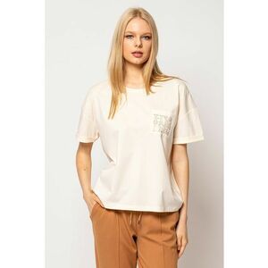 Tricou cu decolteu rotund si logo de strasuri Mirin imagine