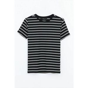 Tricou din amestec de bumbac cu model in dungi imagine