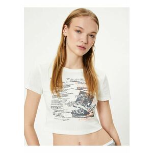 Tricou crop slim fit cu imprimeu grafic imagine