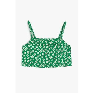 Top crop cu model floral imagine