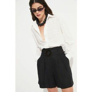 Pantaloni scurti din in cu talie inalta imagine