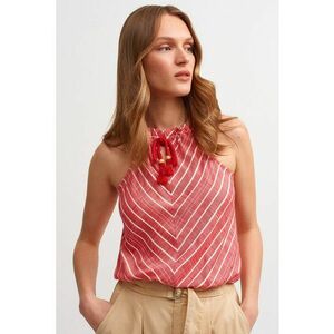 Top cu model in dungi si decolteu cu snur imagine