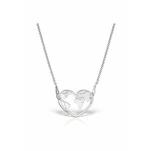 Colier Argint 925 placat cu rodiu cu pandantiv heart world map imagine