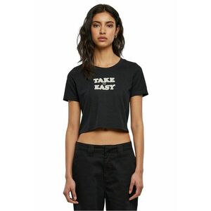 Tricou crop cu imprimeu text imagine