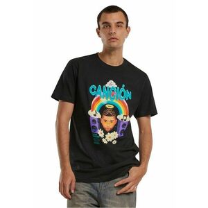 Tricou cu imprimeu grafic si decolteu la baza gatului imagine