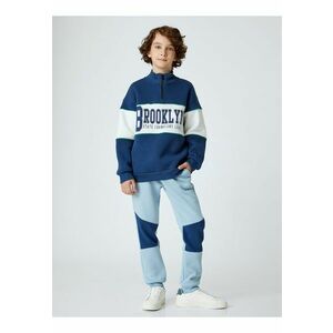 Bluza de trening polo cu text si fermoar scurt - Bleumarinwqsaxzf imagine