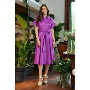 Rochie midi cu nasturi si maneci scurte imagine