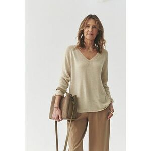 Pulover din amestec de in cu decolteu in V Hana imagine