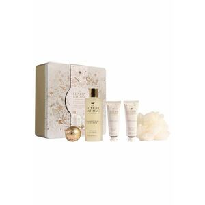 Set Cadou Luxury Bathing - Bergamot - Ginger & Lemongrass - Crema Corp - Crema Maini si Unghii - Bila de Baie - Gel de Dus - Burete Exfoliant Corp - Cutie Metalica Reutilizabila cu Capac - 5 articole imagine