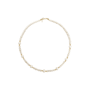 Colier Aur 585 - 14K cu perle de cultura albe 5+6 mm si 14 bile aur - inchizatoare clasica - 38-39 cm imagine