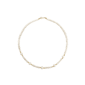 Colier Aur 585 - 14K cu perle de cultura albe 5+6 mm si 10 bile aur - inchizatoare clasica - 38-39 cm imagine