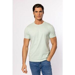 Tricou cu decolteu la baza gatului si model uni Means imagine