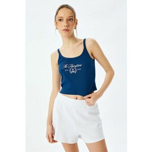 Top crop cu bretele inguste si imprimeu imagine