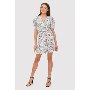 Rochie mini in alb si negru cu maneci scurte DA1742 BLACK/WHITE imagine