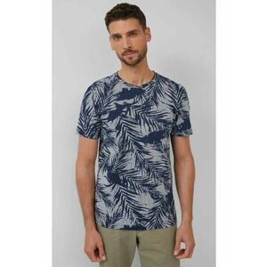 Tricou barbati cu imprimeu cu frunze de palmier - Regular Fit - Bleumarin - imagine