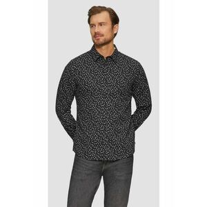 Camasa barbati cu maneca lunga - croiala Slim fit si imprimeu cu fazele luni - Negru - imagine