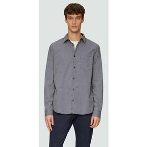 Camasa barbati cu maneca-lunga si imprimeu in carouri - croiala Regular Fit - Bleumarin inchis imagine