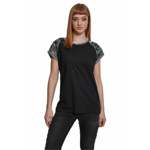 Tricou cu decolteu la baza gatului si maneci raglan contrastante imagine