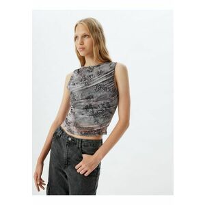 Top crop drapat cu animal print imagine