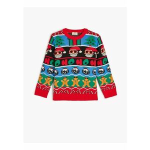 Pulover cu decolteu la baza gatului si imprimeu de Craciun imagine