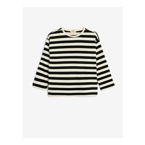 Bluza de bumbac cu dungi si decolteu rotund imagine