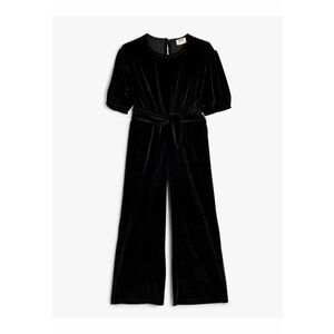 Salopeta catifelata cu cordon in talie imagine