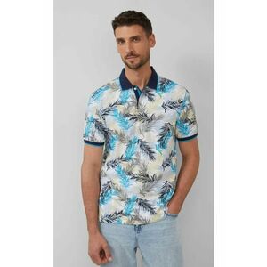 Tricou polo barbati cu imprimeu cu frunze de palmier -Regular Fit - Albastru imagine