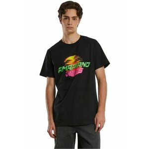 Tricou cu imprimeu grafic si decolteu la baza gatului imagine