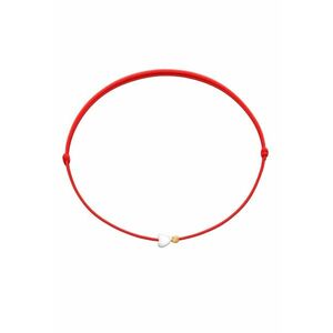Bratara Martisor cu biluta din Aur 14K si Inimioara din Sidef - snur rosu reglabil imagine
