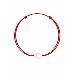Bratara Martisor cu Inimi din Arginit 925 - snur rosu reglabil imagine