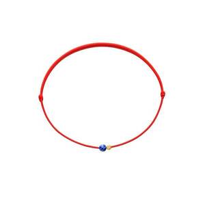 Bratara Martisor cu biluta din Aur 14K si piatra semipretioasa Sodalit - snur rosu reglabil imagine