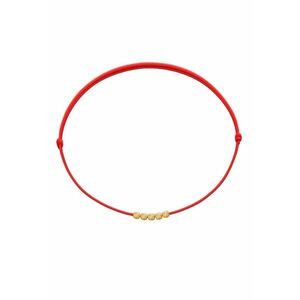 Bratara Martisor cu 5 bilute din Aur 14K 585 - snur rosu reglabil imagine
