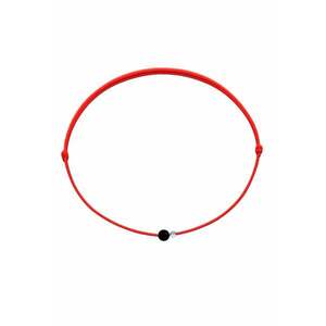 Bratara Martisor cu biluta din Argint 925 si piatra semipretioasa Onix - snur rosu reglabil imagine