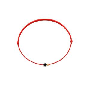 Bratara Martisor cu biluta din Aur 14K si piatra semipretioasa Onix - snur rosu reglabil imagine