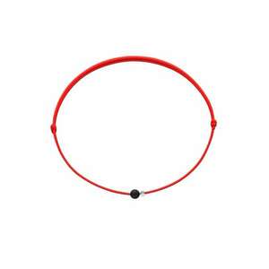 Bratara Martisor cu biluta din Argint 925 si piatra semipretioasa Onix Mat - snur rosu reglabil imagine