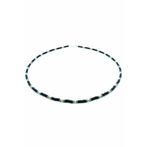 Colier cu accesorii din Argint 925 si margele - negru/turcoaz - reglabil imagine