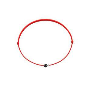 Bratara Martisor cu biluta din Argint 925 si piatra semipretioasa Lava - snur rosu reglabil imagine
