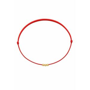 Bratara Martisor cu 3 bilute din Aur 14K 585 - snur rosu reglabil imagine