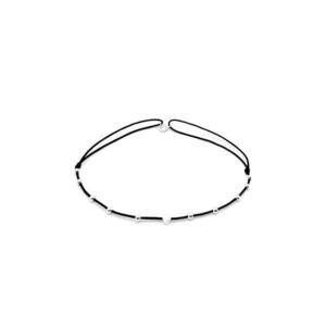 Bratara pentru Picior cu Inima si bilute din Argint 925 - snur negru reglabil imagine