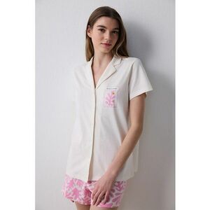 Camasa de pijama din bumbac cu pantaloni scurti imagine