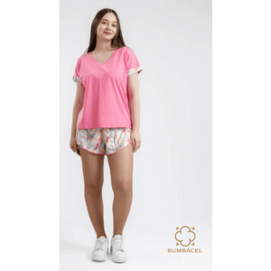 Pijama cu maneca scurta pentru dame si cu pantaloni scurti imagine