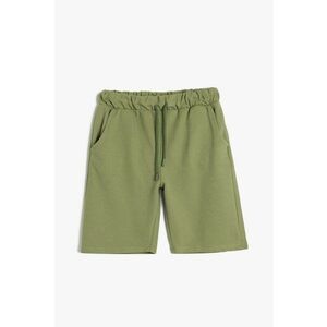 Pantaloni scurti cu model uni si snur de ajustare in talie imagine