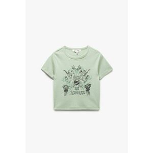 Tricou crop cambrat cu imprimeu grafic imagine