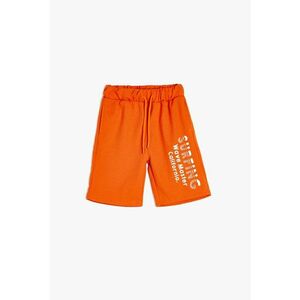 Pantaloni scurti cu snur de ajustare si imprimeu text imagine