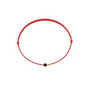 Bratara Martisor cu biluta din Aur 14K si piatra semipretioasa Onix Mat - snur rosu reglabil imagine