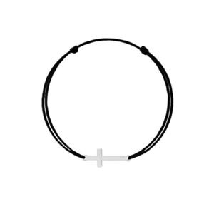 Bratara cu pandantiv cruce din Argint 925 - snur negru reglabil imagine
